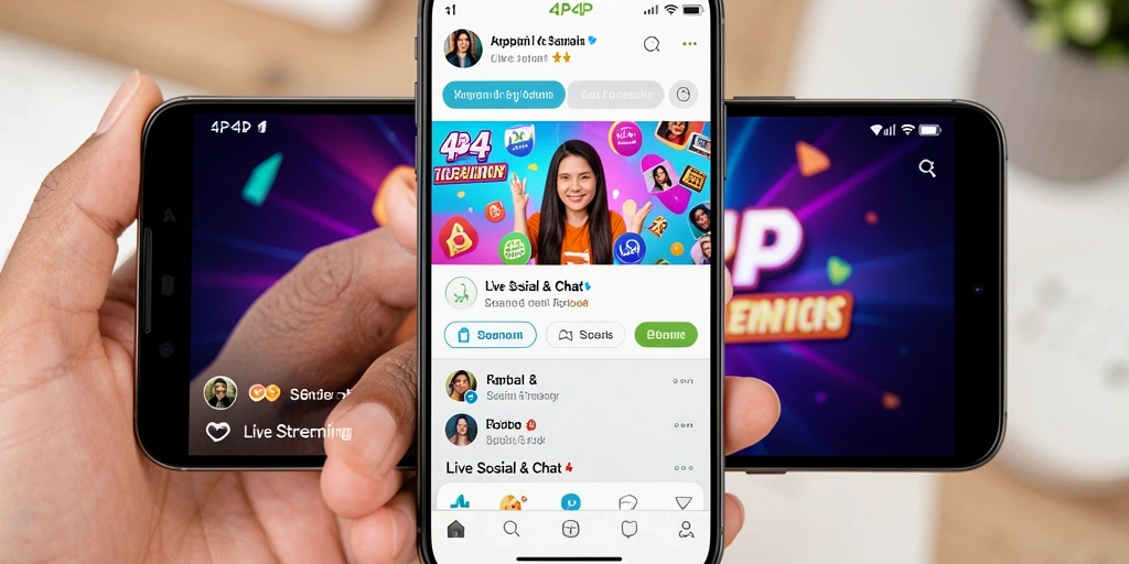 Antarmuka aplikasi 4P4P dengan fitur live streaming yang interaktif.