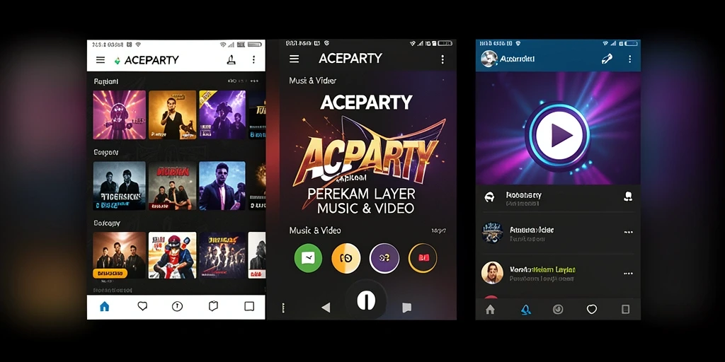 Tampilan antarmuka aplikasi ACEPARTY untuk perekam layar.