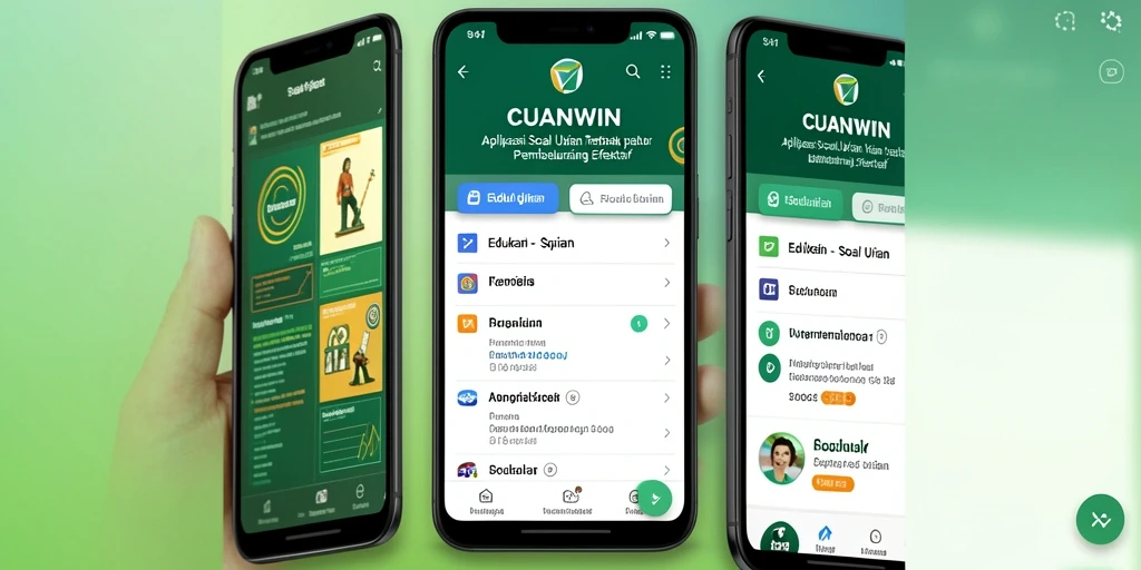 Tampilan antarmuka aplikasi Soal Ujian CUANWIN yang informatif dan menarik.