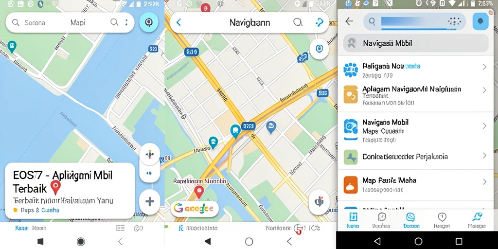Tampilan antarmuka aplikasi EOS77 untuk navigasi mobil yang intuitif.