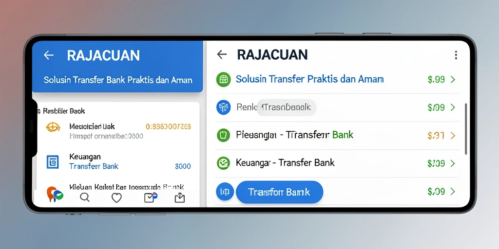 Antarmuka RAJACUAN yang sederhana dan fungsional untuk transfer bank.